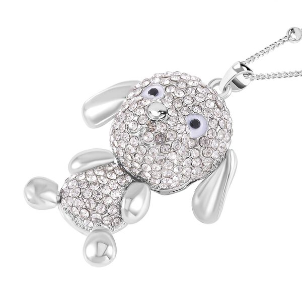 Schwarzer und weißer Kristall-Kaninchen-Anhänger mit 73cm Kette image number 3