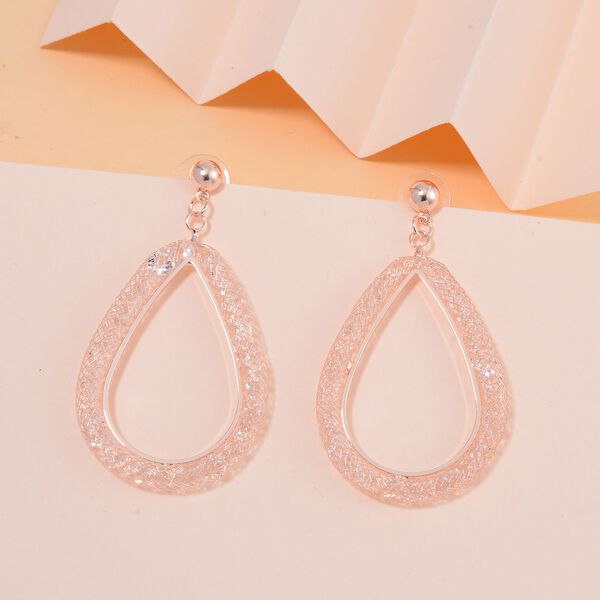 Weißer Kristall Ohrringe Reines Messing image number 2