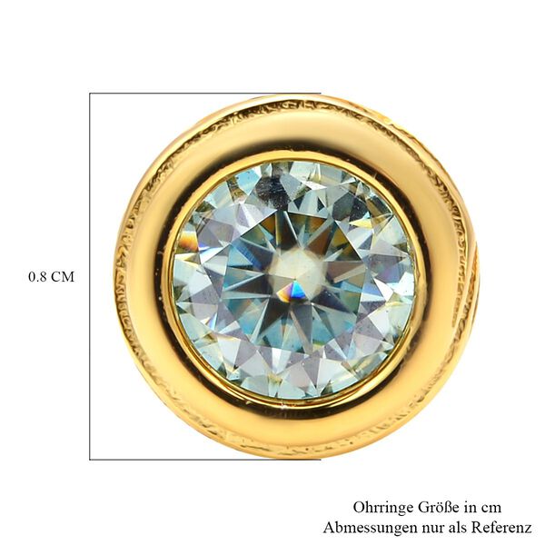 Blaue Moissanit-Ohrringe, 925 Silber vergoldet ca. 0,83 ct image number 5