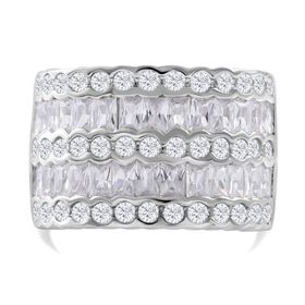 LUSTRO STELLA - Weißer Zirkonia Ring, 925 Silber rhodiniert (Größe 18.00) 5.71 ct