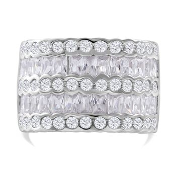 LUSTRO STELLA - Wei&szlig;er Zirkonia Ring, 925 Silber rhodiniert (Gr&ouml;&szlig;e 18.00) 5.71 ct