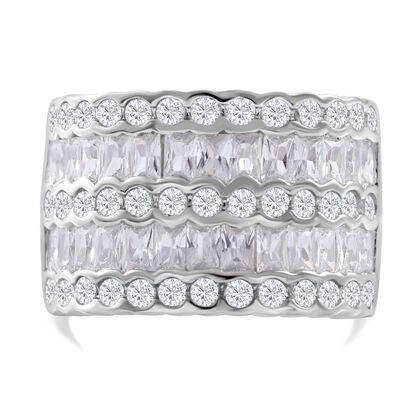 LUSTRO STELLA - Wei&szlig;er Zirkonia Ring, 925 Silber rhodiniert (Gr&ouml;&szlig;e 18.00) 5.71 ct