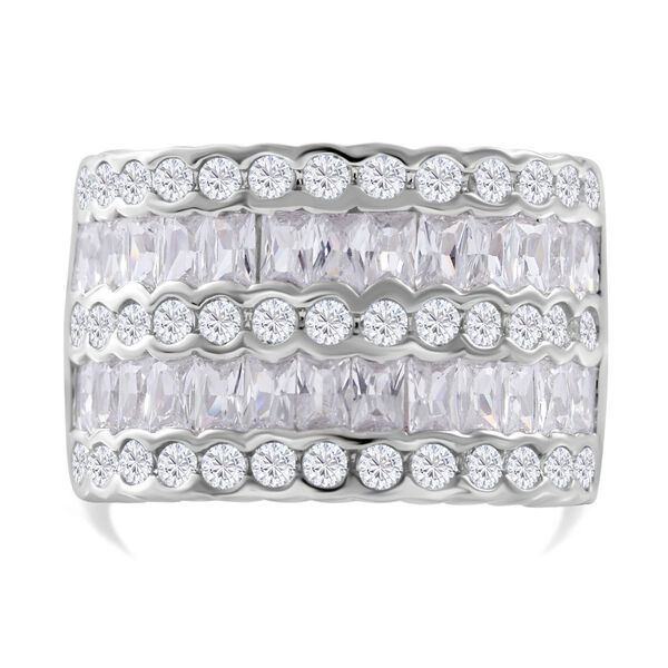 LUSTRO STELLA - Wei&szlig;er Zirkonia Ring, 925 Silber rhodiniert (Gr&ouml;&szlig;e 18.00) 5.71 ct