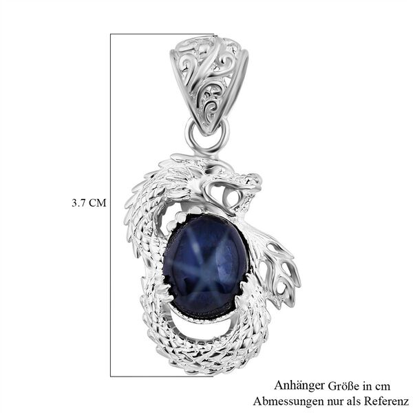 AA Blauer Stern Saphir Anhänger 925 Silber ca. 6,34 ct. image number 5