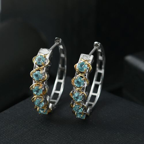 D’joy Paraiba-Apatit Ohrringe 925 Silber platiniert und vergoldet ca. 1,28 ct. image number 1