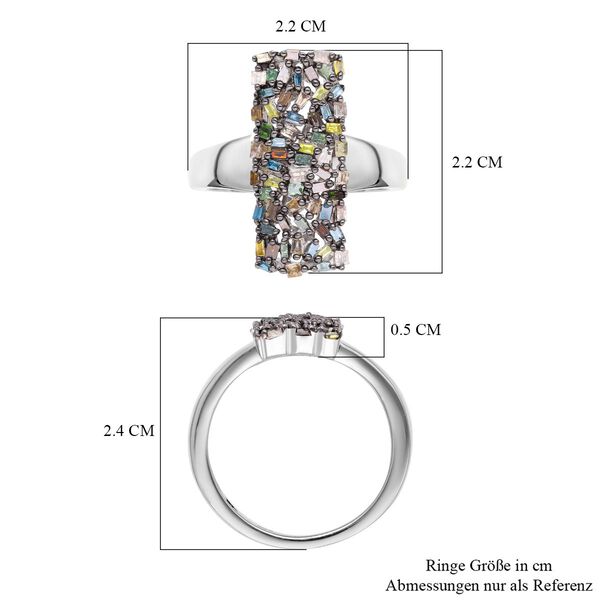 Mehrfarbiger Diamant-Ring, 925 Silber platiniert (Gr&ouml;&szlig;e 21.00) ca. 0.50 ct image number 6
