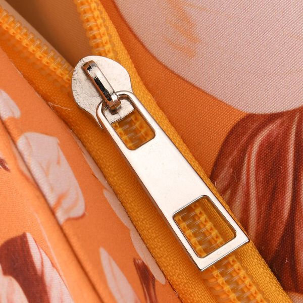 Leopardenmuster Shopper Set 2-teilig Gro&szlig;e Tragetasche 56 x 36 x 16 cm mit Rei&szlig;verschluss Etui 15 x 12 cm, Orange image number 6