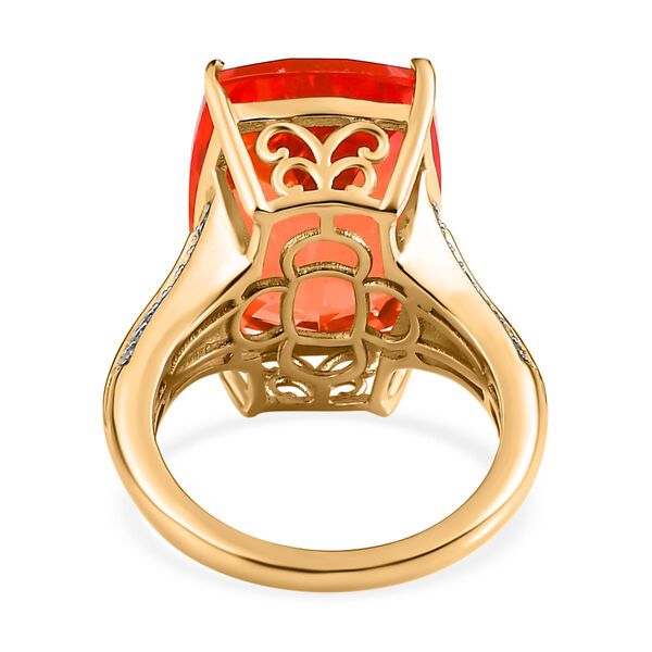 AAA Padparadscha Triplette Quarz, weißer Zirkon Ring, ca. 15,57 ct. image number 6