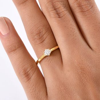 Moissanit Ring 925 Silber Gelbgold Vermeil (Gr&ouml;&szlig;e 20.00) ca. 0,24 ct