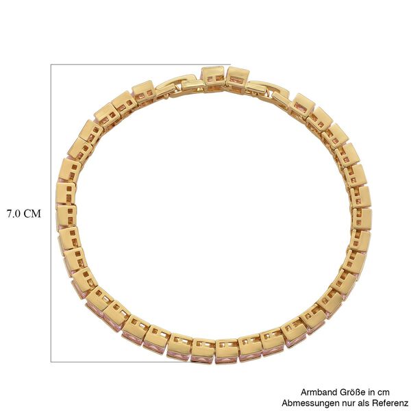 Rosa kubisches Zirkonia Armband ca. 18 cm, verlängerung, Goldfarben image number 5