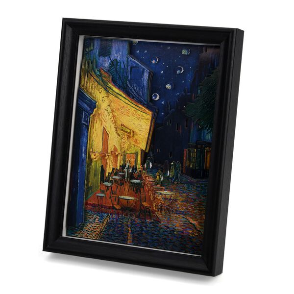 LIVMORE 3D DIY Bilderrahmen Bastelset Caf&eacute;terrasse bei Nacht-Motiv 22 x 13 x 17 cm Blau