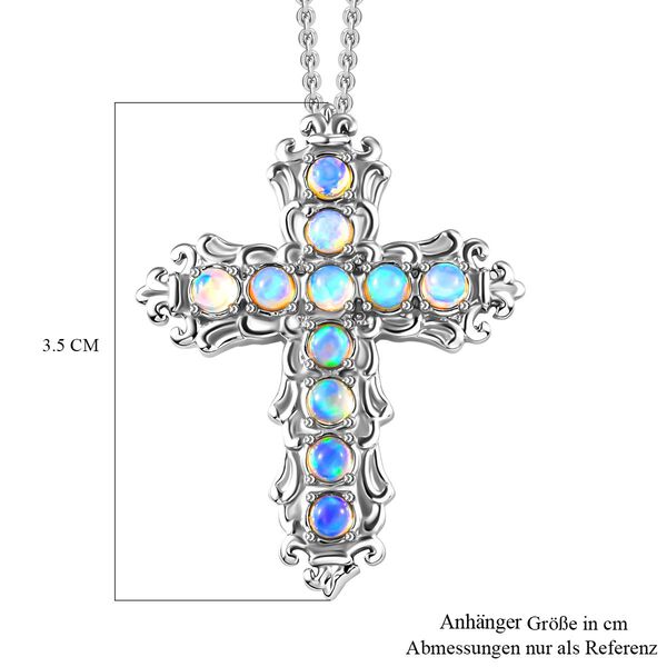 Nat&uuml;rlicher, &auml;thiopischer Welo Opal Kreuz-Anh&auml;nger mit Kette, 50 cm - 0,89 ct. image number 7