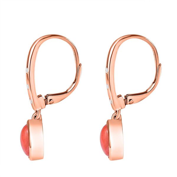 AAA Oregon Sonnenaufgang Pfirsich Opal, Wei&szlig;er Zirkon Ohrringe 925 Silber Ros&eacute;gold Vermeil ca. 1,93 ct. image number 4