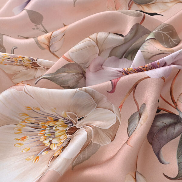 LA MAREY Signature Set mit Seidenschal und Seidentropfen-Ohrringen, 100% Maulbeerseide, 65 x 170 cm, Rosa image number 8