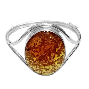 Nat&uuml;rlicher baltischer Bernstein Armreif, ca. 19 cm, 925 Silber