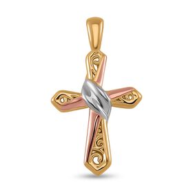 Dreifarbiger Kreuz-Anhänger in 585 Gold