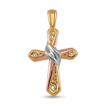Dreifarbiger Kreuz-Anh&auml;nger in 585 Gold