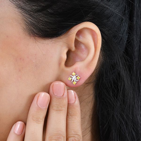 Gelber Zirkonia Ohrringe 925 Silber image number 2