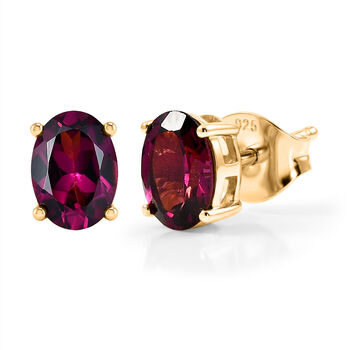 D'Joy AA Nat&uuml;rlicher Rhodolith Granat Ohrringe 925 Silber vergoldet ca. 1.85 ct