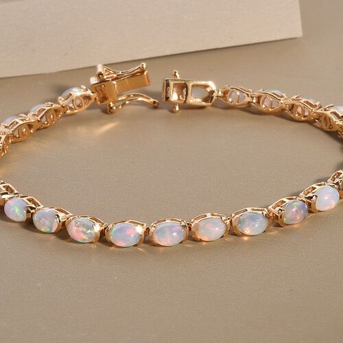 Natürliches, äthiopisches Opal-Armband, ca. 19 cm, 925 Silber Gelbgold Vermeil ca. 7.95 ct image number 1