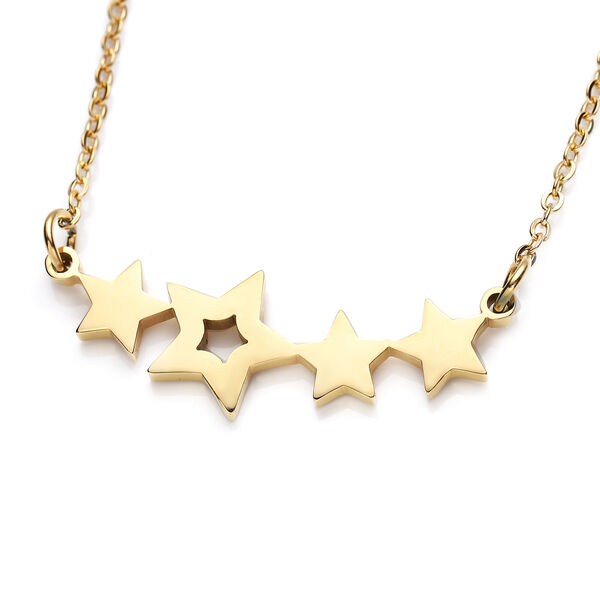 2er - Set goldene Ohrringe und Halskette, ca. 50 cm, Edelstahl vergoldet image number 3