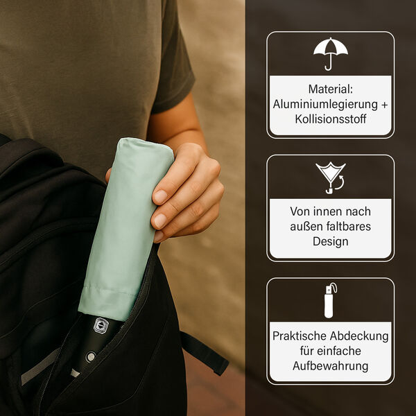 Aero-Alloy Rahmen Design – 22 Zoll LED 10K Reverse Falt-Regenschirm in Grün image number 4