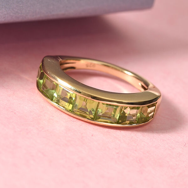 Peridot band Ring 925 Silber 585 Vergoldet image number 2