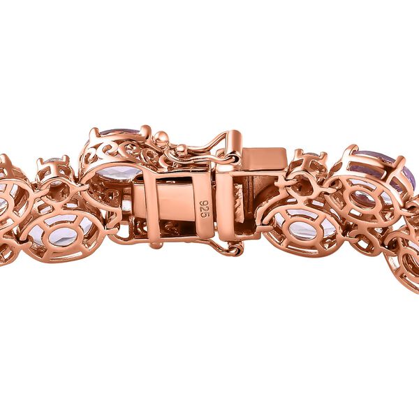 AA Rose De France Amethyst, Wei&szlig;er Zirkon Armband, ca. 20 cm, 925 Silber, ros&eacute;vergoldet ca. 36.12 ct image number 4