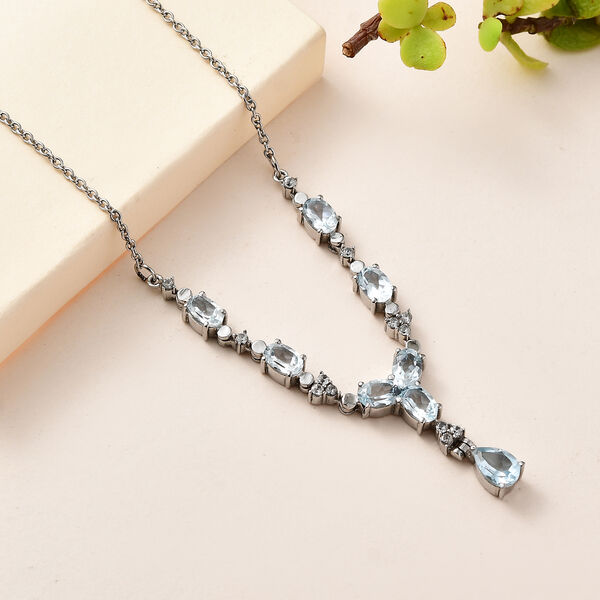 Himmelblaue Topas und Zikron Halskette, 45 cm - 5 ct. image number 2