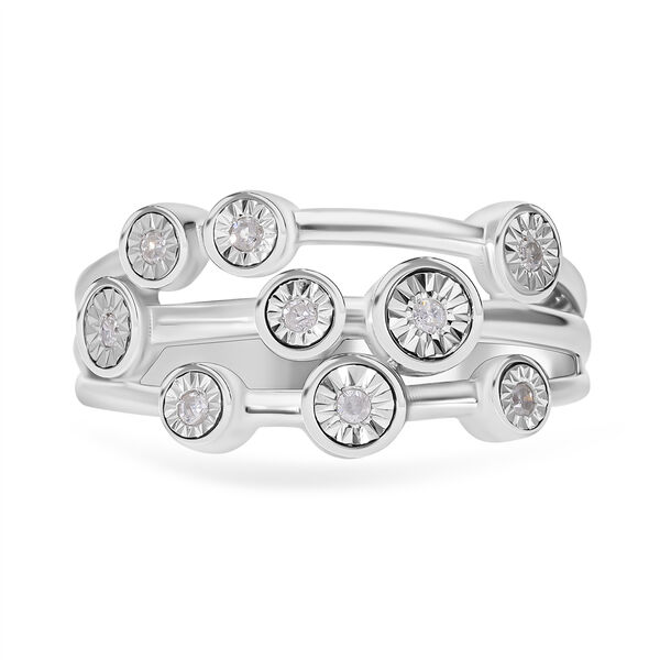 Weißer Diamant P Ring 925 Silber platiniert (Größe 17.00) ca. 0,10 ct image number 1