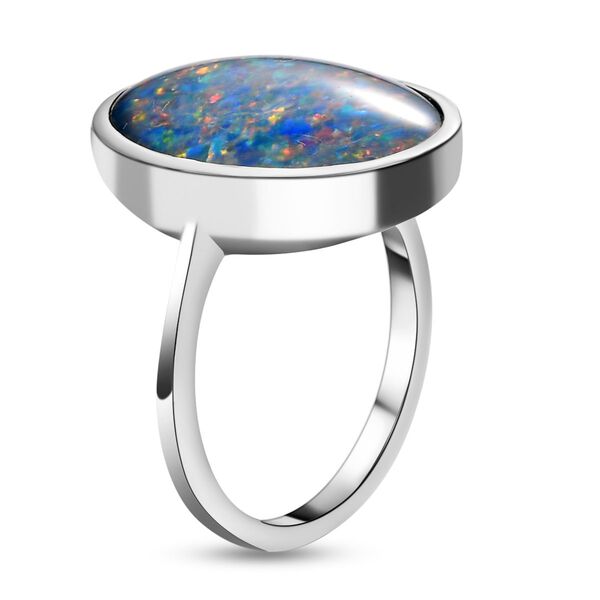 Boulder Opal Triplett Solitär-Ring, 925 Silber platiniert, 6,45 ct. image number 6