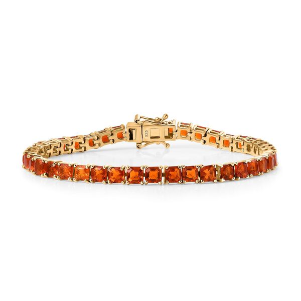 AAA Mexikanischer Purpurroter Feuer Opal Armband ca. 19 cm 925 Silber 750 Gelbgold Vermeil ca. 9.20 ct image number 0