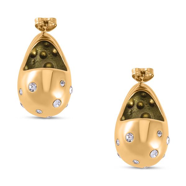 Weißer Kristall Ohrringe Reiner Edelstahl IP-Gelbbeschichtung image number 5