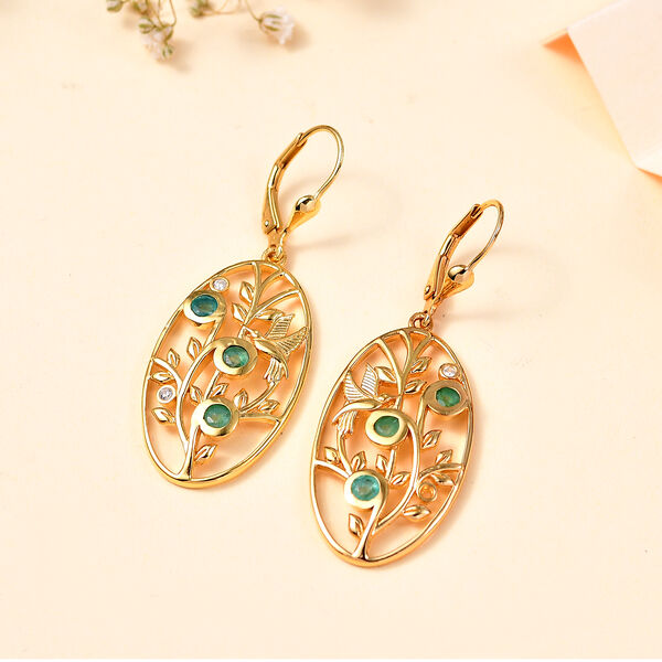 Kagem sambische Smaragd und Zirkon Ohrringe - 0,68 ct. image number 2