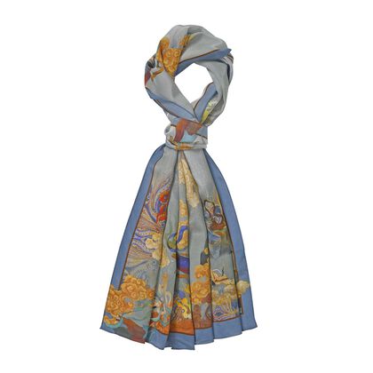 LA MAREY - Premium Selection - 100% Maulbeerenseiden-Halstuch mit Orientalischer Druck, 35 x 150 cm, Oriental