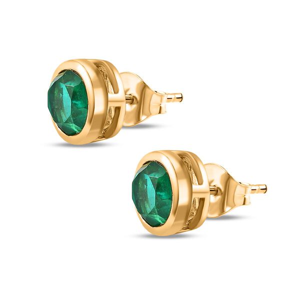 Smaragd-Triplette-Quarz Ohrringe, 925 Silber vergoldet ca. 1.89 ct image number 3