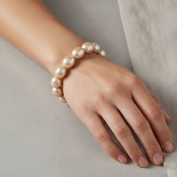 Goldene Farbe Muschelkernperle Armband Flexibles cm Standard image number 2