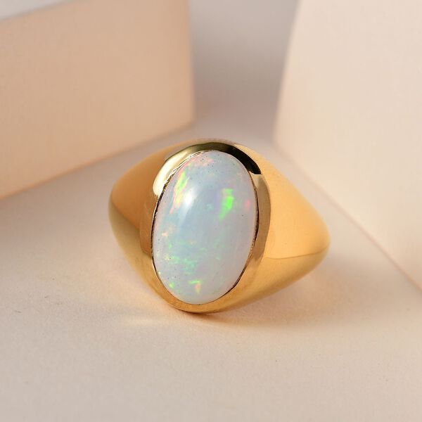 Nat&uuml;rlicher, &auml;thiopischer Welo Opal Ring, 925 Silber Gelbgold Vermeil (Gr&ouml;&szlig;e 19.00) ca. 2.77 ct image number 2