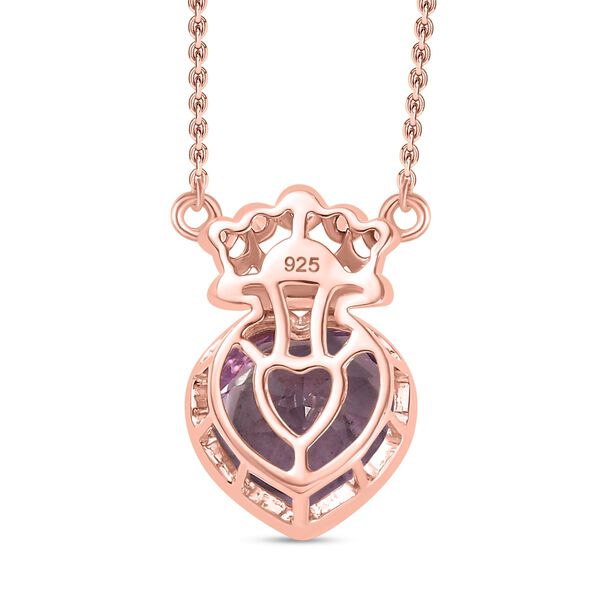 Rose De France Amethyst, Wei&szlig;er Zirkon Halskette ca. 45 cm 925 Silber 750 Ros&eacute;gold Vermeil ca. 3.69 ct image number 5