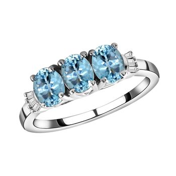 AA Santamaria Aquamarin und wei&szlig;er Diamant-Ring, 0,97 ct.