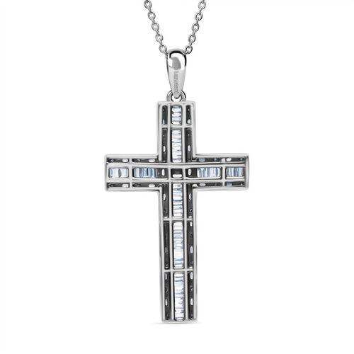 LUXURIANT DIAMOND- SGL zertifizierter SI-GH Labor Diamant Kreuz Anhänger mit 50cm Kette, 925 Silber rhodiniert - 1 ct. image number 4