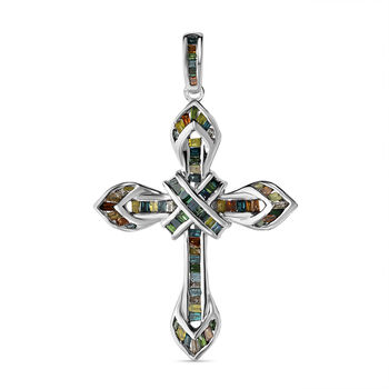 Blauer Diamant P, Gelber Diamant Anh&auml;nger 925 Silber platiniert ca. 0,50 ct.