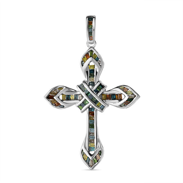 Blauer Diamant P, Gelber Diamant Anh&auml;nger 925 Silber platiniert ca. 0,50 ct.