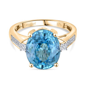 AAA Blauer Zirkon, Lab Grown Diamant VS Ring 375 Gold (Größe 17.00) ca. 7.36 ct
