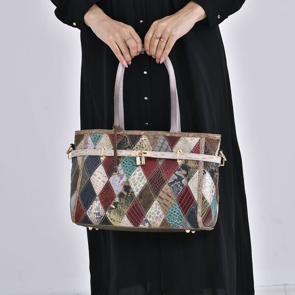 Chaos by Elsie-  Echtleder Tasche mit Regenbogen-Mattwebmuster image number 3