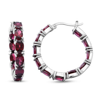 Rhodolith Granat-Creolen, 925 Silber platiniert ca. 12,98 ct