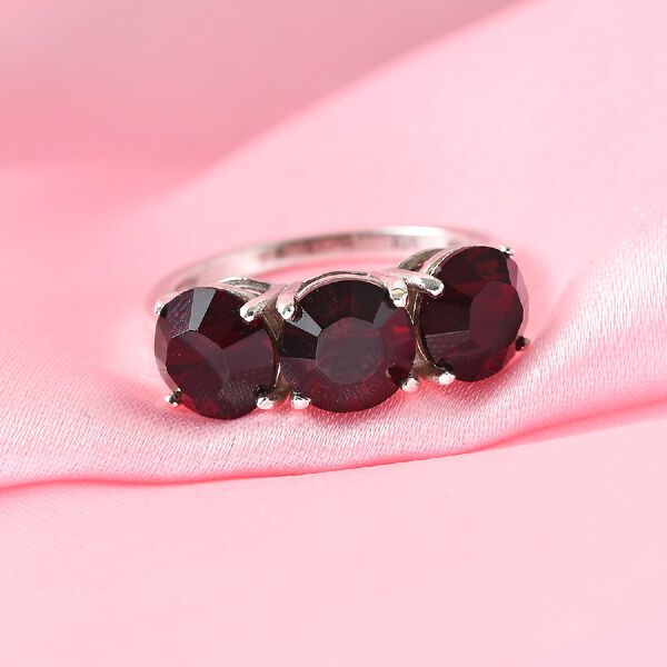 LUSTRO STELLA &Ouml;sterreichischer Granat Kristall Ring 925 Silber Platin-&Uuml;berzug image number 2