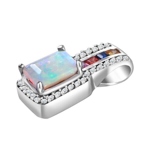AA äthiopischer Welo Opal, mehrfarbiger Saphir und Zirkon-Anhänger - 1,45 ct. image number 2