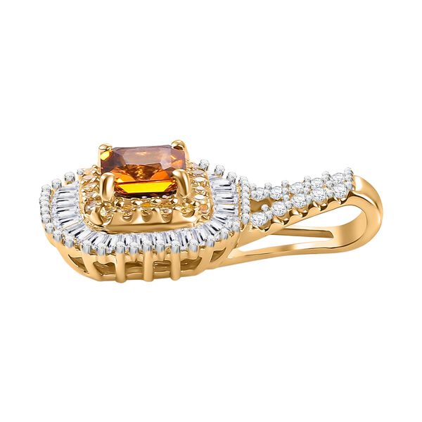 Zertifiziert und gepr&uuml;ft AAA orange Saphir, gelber und wei&szlig;er Diamant Anh&auml;nger in 585 Gold - 1,28 ct. image number 3