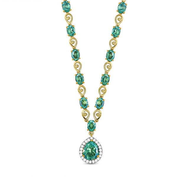 Pfau Triplett Quarz-Halskette, ca. 45 cm, 925 Silber vergoldet ca. 19,18 ct